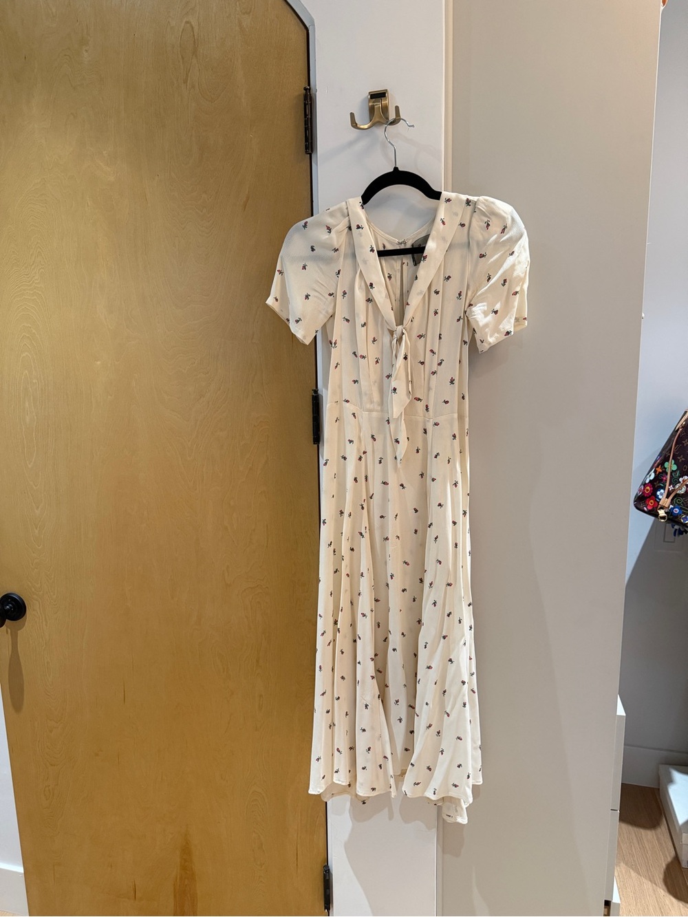 Reformation Ivory Floral Tie-Front Midi Dress